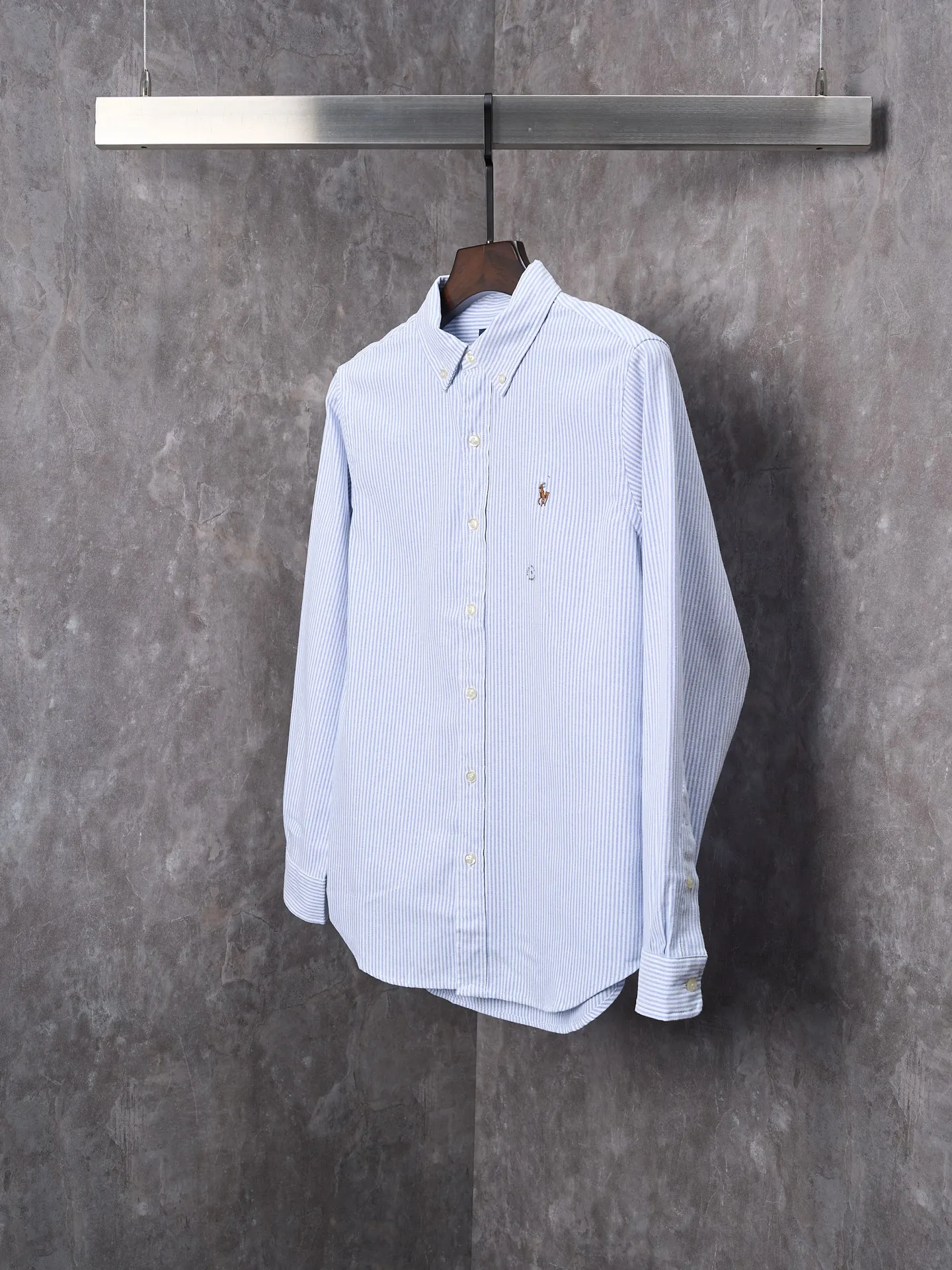 P340 Actual hanging auction】Ralph Lauren/Ralph Lauren couples must-have vertical striped pony embroidered cotton long-sleeved shirt [Ready stock] XS S M L XL